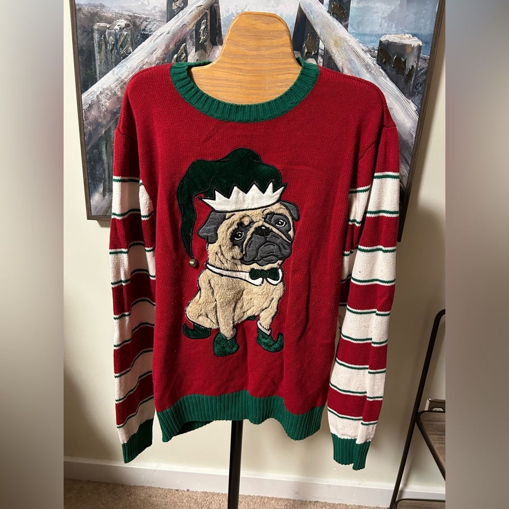 Pug Christmas sweater small cute!